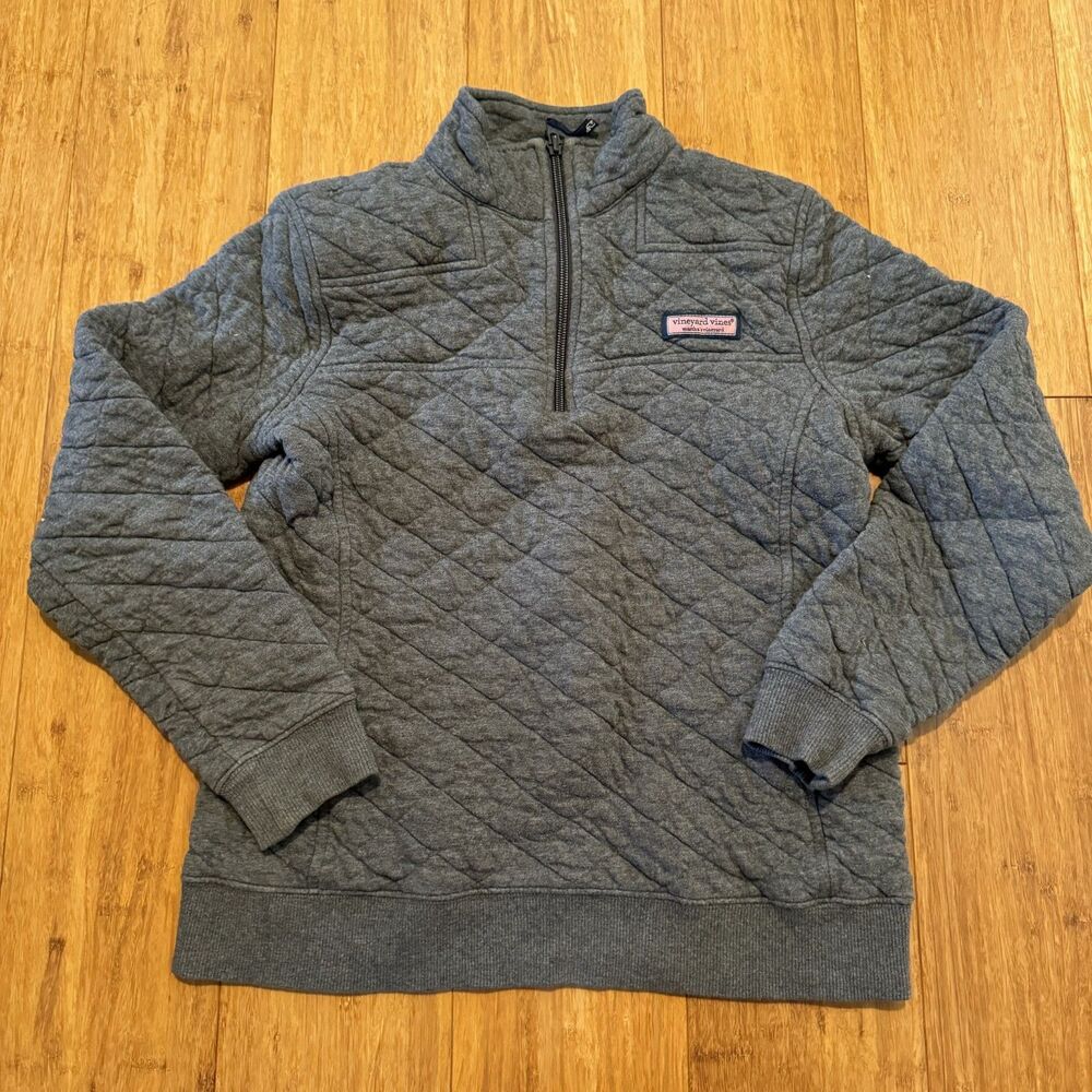 Vineyard Vines Women's Coastal Quilted Gray Half Zip Size XS